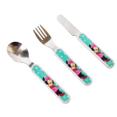 China 2-6 Years 14cm Stainless Steel Kids Cutlery Set With Custom Print for sale