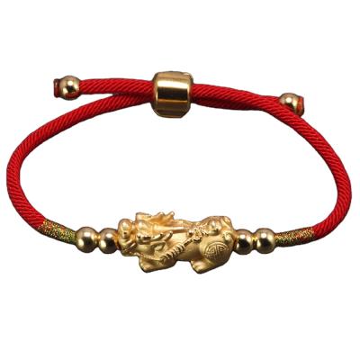 China Handmade Lucky Red Rope Charm Bracelets 999 Sterling Silver Tibetan Buddhist Knots Knots Charm Bracelet for sale