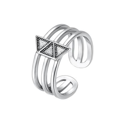 China Wholesale Vintage S925 Sterling Silver Ring For Women Open Retro Simple Elegant Girl Adjustable Size Jewelry for sale