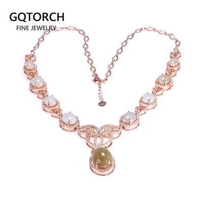 China Fashionable Genuine Silver Butterfly Jade Gemstone Necklaces For Women Jewelry 925 for sale