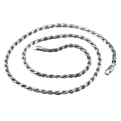 China Vintage Fashion 925 Sterling Silver Vintage Men Jewelry 3mm Chain Necklaces for sale