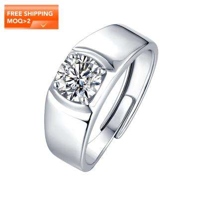 China 2 Carat TRENDY Wedding Rings For Men Moissanite Diamond Ring 925 Sterling Silver Jewelry for sale