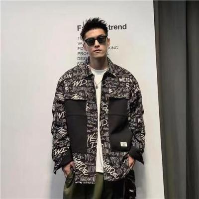 China Fashion brand fried street sleeve shirt men's spring autumn coat trend anti-shrink letter printed shirt men's design long for sale