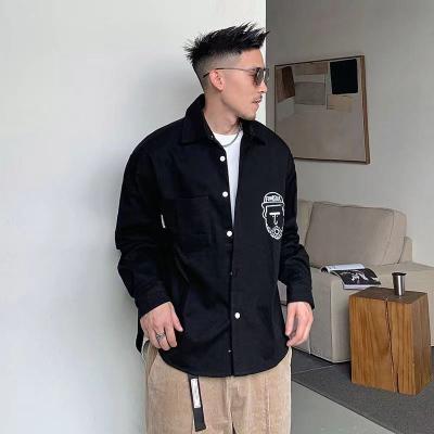 China Anti-Shrink Men's Lapel Shirt Cartoon Printing Casual Long Sleeve Coat Shirt Handsome Brutal Loose Shirt Fashionable Clothes for sale