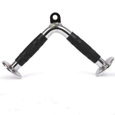 China Solid Steel+ Rubber Tricep Push Up Bar Tricep V Bar V Grip With Grips Rubber Cable Attachment for sale