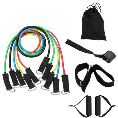 China Best Price Band 11 Pcs Tube Resistance Bands Set With Door Anchor Ankle Strap And Carrying Case for sale