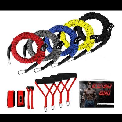 China Latex 11 Pcs Tubing Resistance Bands Set With Door Anchor Ankle Strap And Carrying Case for sale