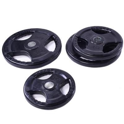 China Rubber Coated Cast Iron Rubber Coated Grip Tri Weight Plate for sale