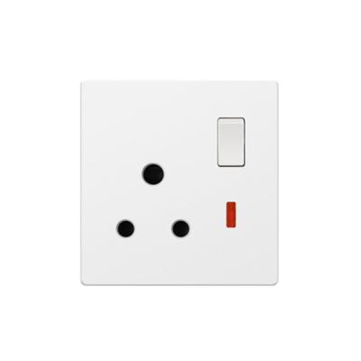 China British Residential 15A Switched Socket / General Purpose With Single Pole Neon White Color Power Socket Outlet for sale