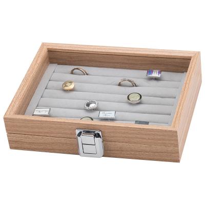 China Eco-friendly Pear Wood Grain Ring 8 Jewelry Gift Nail Supplies Show Sales Box for sale