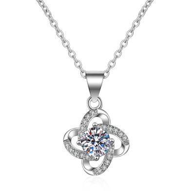 China Simple four leaf clover silver punk female pendant necklace S925 clavicle chain birthday gift to girlfriend for sale