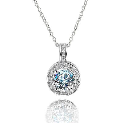 China Full Set Fashion Silver Luxury Pendant Silver Moissanite Necklace Stainless Steel Jewelry for sale