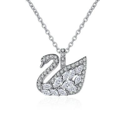 China Punk Swan Necklace Female Grade 3A Fashion And Full Diamonds Stainless Steel Jewelry for sale