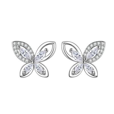 China Fashion Micro Set Zirconia Earrings Punk Bow Studs Stainless Steel Jewelry for sale