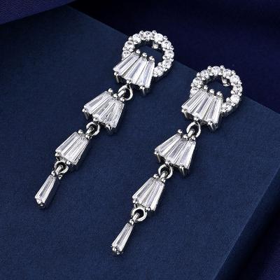 China FASHIONABLE Full Diamond Circle Trapezoid Tassel Earrings for sale