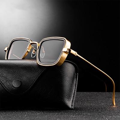 China 2021 Fashion Branded Eyewear Gold Frame Square Mens Fashion Branded Vintage Sunglasses for sale