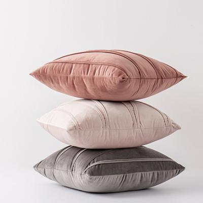 China Fashion Decorative Modern Cushion Cover Orange Home Decorative Striped Pressure Rope Pillow Case Velvet Cushion Cover for sale