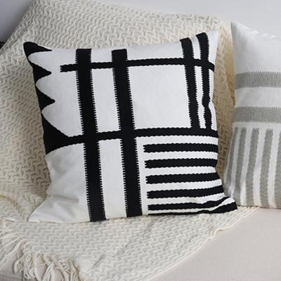 China Decorative Fashion Gray Throw Pillow Covers Decorative Geometric Embroidered Square Throw Pillow Case Cover for sale