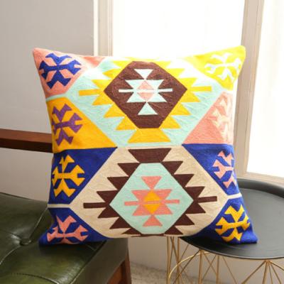 China New 100% Custom Decorative Cotton Embroidery Bohemia Pillow Shapes Cushion Cover Decor Sofa Pillow Case 45x45cm for sale