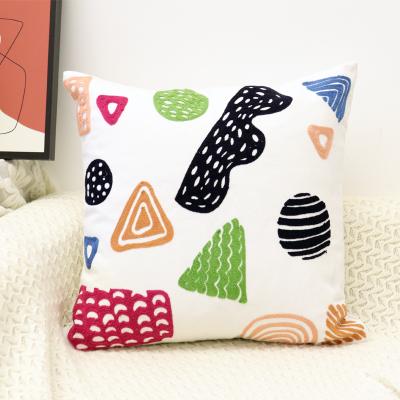 China New Decorative Irregular Multicolor Pattern Embroidered Pillowcase Home Sofa Decorative Cushion Cover for sale