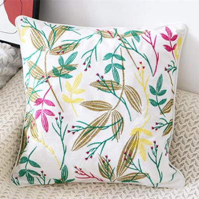 China Decorative Backing Custom Cool Leaves Embroidered Floral Cushion Covers For Sofa Bedroom for sale