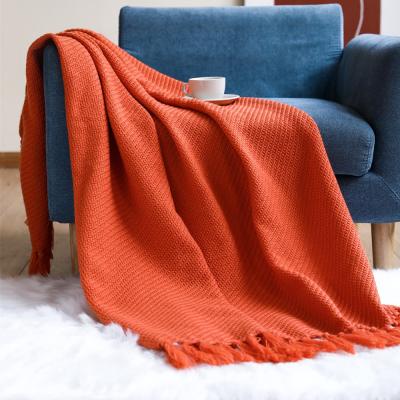 China Sofa Blankets Knitted Throw Decorative Thick Fluffy Cozy Blanket with Decorative Fringe for Home Sofa Couch for sale