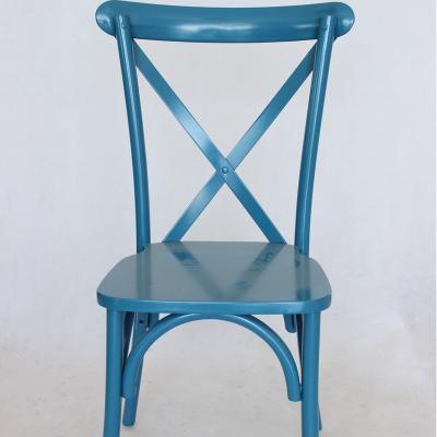 China Removable Cover Vintage Made Old Solid Wood Cross Chair Wedding Banquet Chair Maker Straight Hair for sale