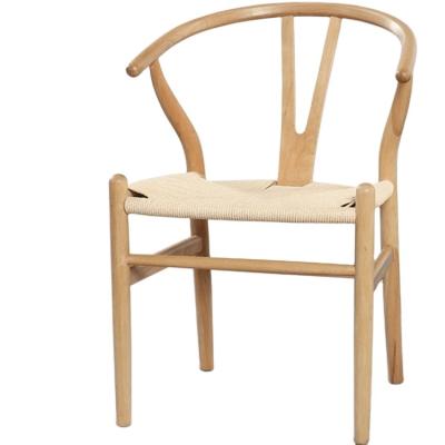 China Contemporary Nordic Rattan Weaving Solid Wood Dining Chair Family Backrest Dining Chair Modern Y Chair for sale