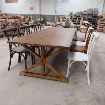 China Foldable Farmhouse Solid Table Pine Wood Vintage Wedding Wooden Folding Dining Table for sale