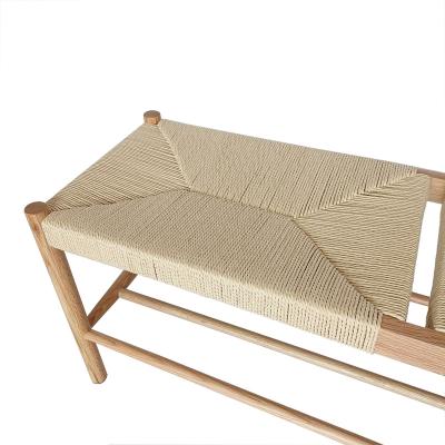 China Modern Simple Natural Rope Woven Shoe Cooling Solid Wood Casual Dining Stool Style Hemp Chair Rattan Stools Chair Footboard Stool for sale