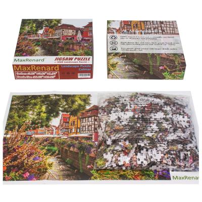 China DIY TOY Custom Puzzle Adults Paper Cardboard Puzzle Games Challenge 1000 Pieces Landscape for sale