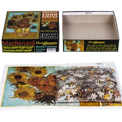 China DIY TOY Wholesale Custom 1000 Piece Cardboard Puzzle for Adults Van Gogh Oil Painting Sunflowers for sale