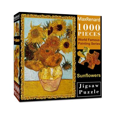 China Printable DIY TOY Funny Jigsaw Puzzles Custom 1000 Pieces for Sunflowers Van Gogh Oil Painting Adults Art for sale