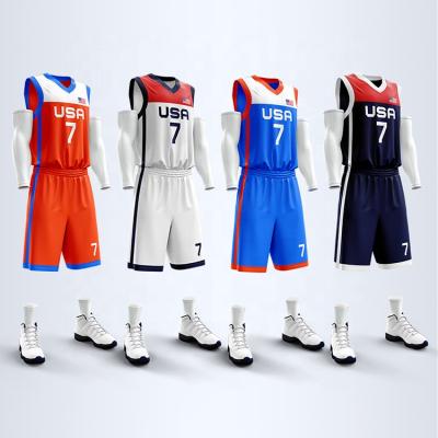 China Summer fashion youth basketball jersey custom sublimation breathable basketball uniform empty tank top for men for sale