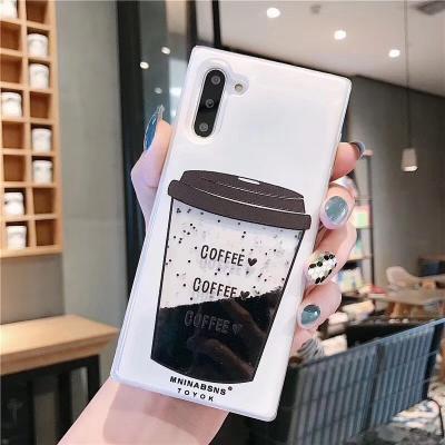 China Dynamic Liquid Coffee Cup Quicksand Cover Coffee Phone Case For Samsung Galaxy S7 edge S8 S9 S10 s20 plus A3 A5 A7 J5 J7 Note 8 2017 A6 A8 9 10 pro A51 A71 A81 cover A91 for sale