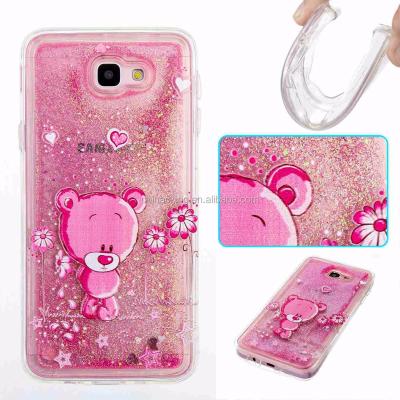 China Protective And Decoration Custom Printing Liquid Glitter Back Cover Mobile Case For Galaxy J7 Prime for sale