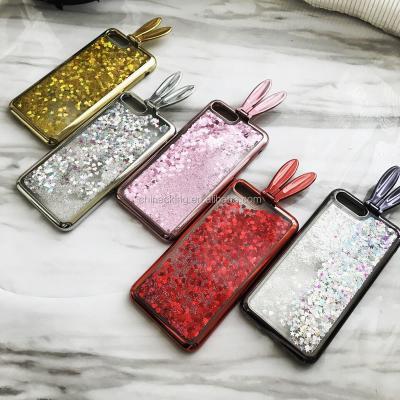 China Cute Decoration 3D Rabbit Ears Quicksand Protective Glitter Stander Case For Samsung Galaxy S6 S7 S7 EDGE S8 S8 PLUS NOTE 8 Liquid Silicon Cover for sale