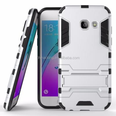 China Logo Armor Hard Back Cover Stand Dual Layer Hybrid Accessories Hard Cases For Samsung Galaxy A3 A5 A7 2017 Iron Man Armor Phone Case Cover for sale