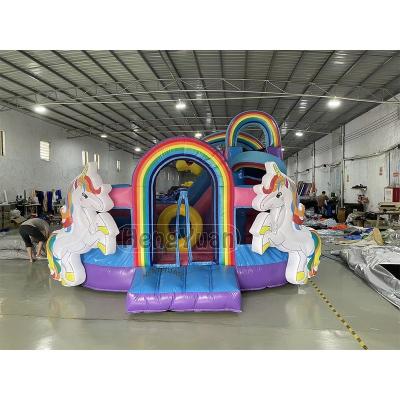 China Factory Images PVC Hengyuan Commercial Air Combined Bouncer Inflatable Jumping Unicorn Children Bouncy Castle for sale