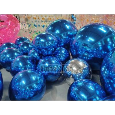 China Rade Hengyuan exhibition sealed mirror blue inflatable ball for events, demonstration inflatable silver ball, airtight bar decoration style for sale