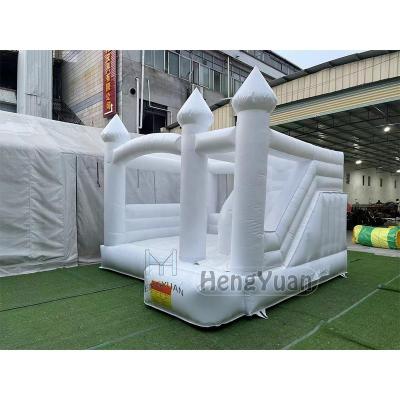 China PVC Hengyuan factory images commercial solid color white bounce castle and combined bouncy slide bouncer home inflatable jumper for sale