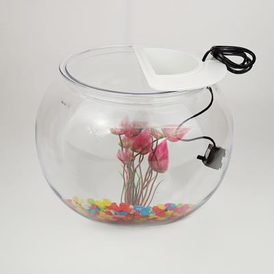 China Crystal Shatterproof Round Shape Extra Large Sustainable Plastic Fish Bowl With Filter for sale