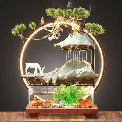 China Traditional Creative Home Living Room Fountain Ornaments Deer Water Flow Porch Desktop Decoration for sale