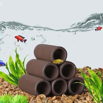 China Viable Hot Sale High Quality Landscape Aquarium Decoration Purple Clay Pot Dodging Holes for sale