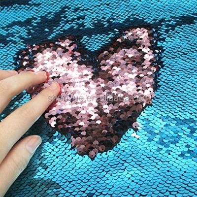 China Anti-Apnea Customized Two Tone Shiny Sequin Embroidery 5mm Sequin Fabric For Garment/Bag/Shoe for sale