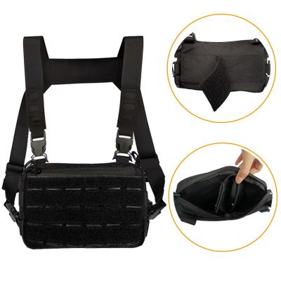 China 600D Oxford Quick Release Cross - Pouch Small Front Hip Hop Bag Tactical Chest Rig Vest Body Shoulder Vest Molle for sale