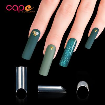 China Design Nail Art Decoration Transparent Bamboo Tube Length Square Artificial Finger Straight Nails for sale