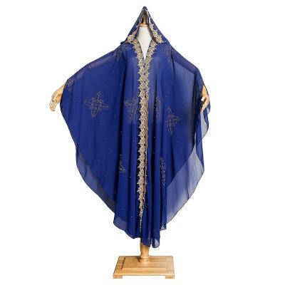 China 2023 New Arrival Elegant Oman Arab Dubai Turkey Chiffon Kimono Polyester For Women Solid Color Muslim Embroidery Hooded Long Robes for sale