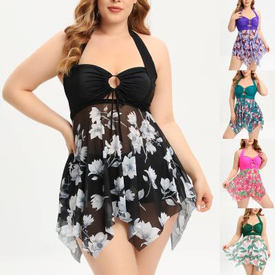 China New Design Breathable l 5XL Women Plus Size Print Print One-Piece Swimwear Swimsuit Sleeveless Beachwear Beachwear for sale