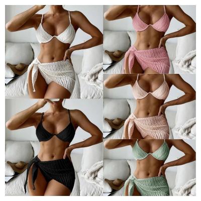 China 2023 Breathable Manufacturer Logo Custom Three Piece Swimsuit Women Swimwear Sexy Beach Wear Swimwear for sale